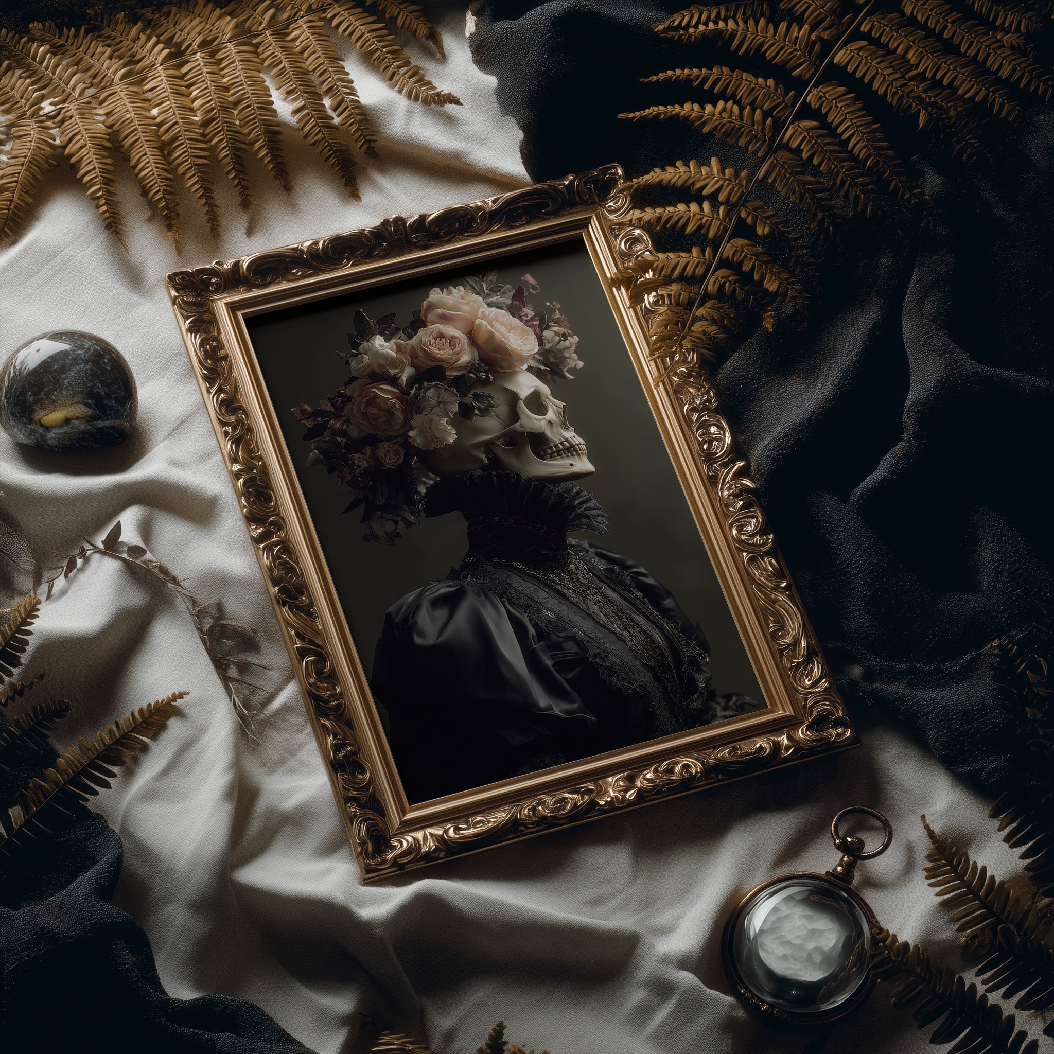 Blush Roses Crown Mortality's Frame