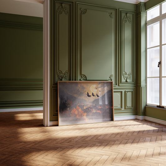 Witches Soar Over Burning Village