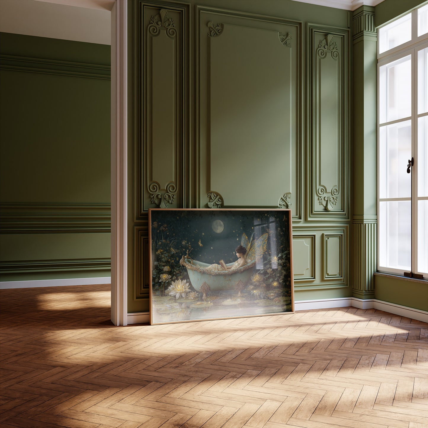 Moonlit Bathing Among Lotus Blooms