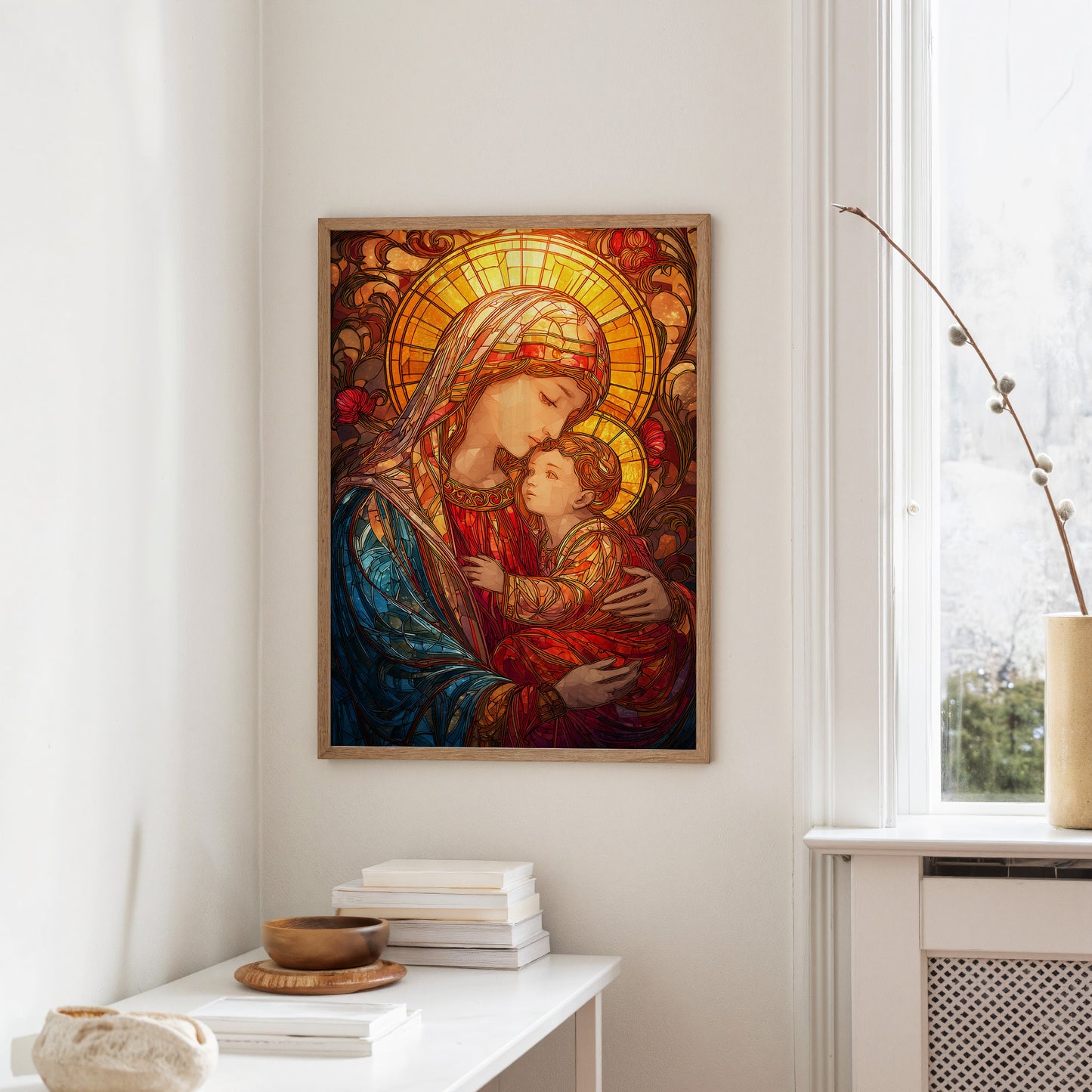 Sacred Glow Through Stained Glass