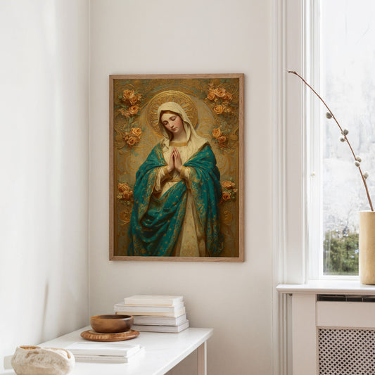 Sacred Prayers In Teal Gold