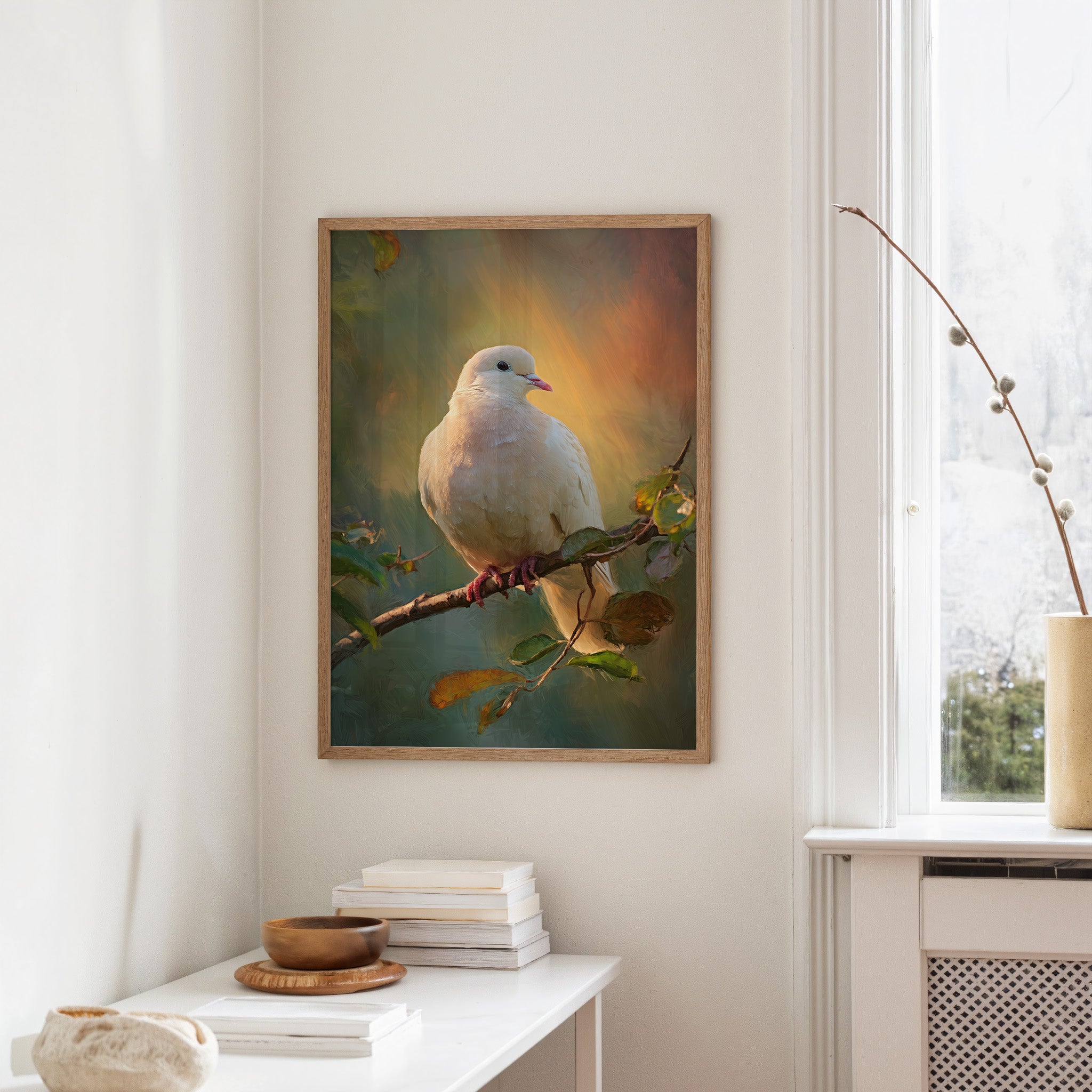 Dove Perches In Golden Hour