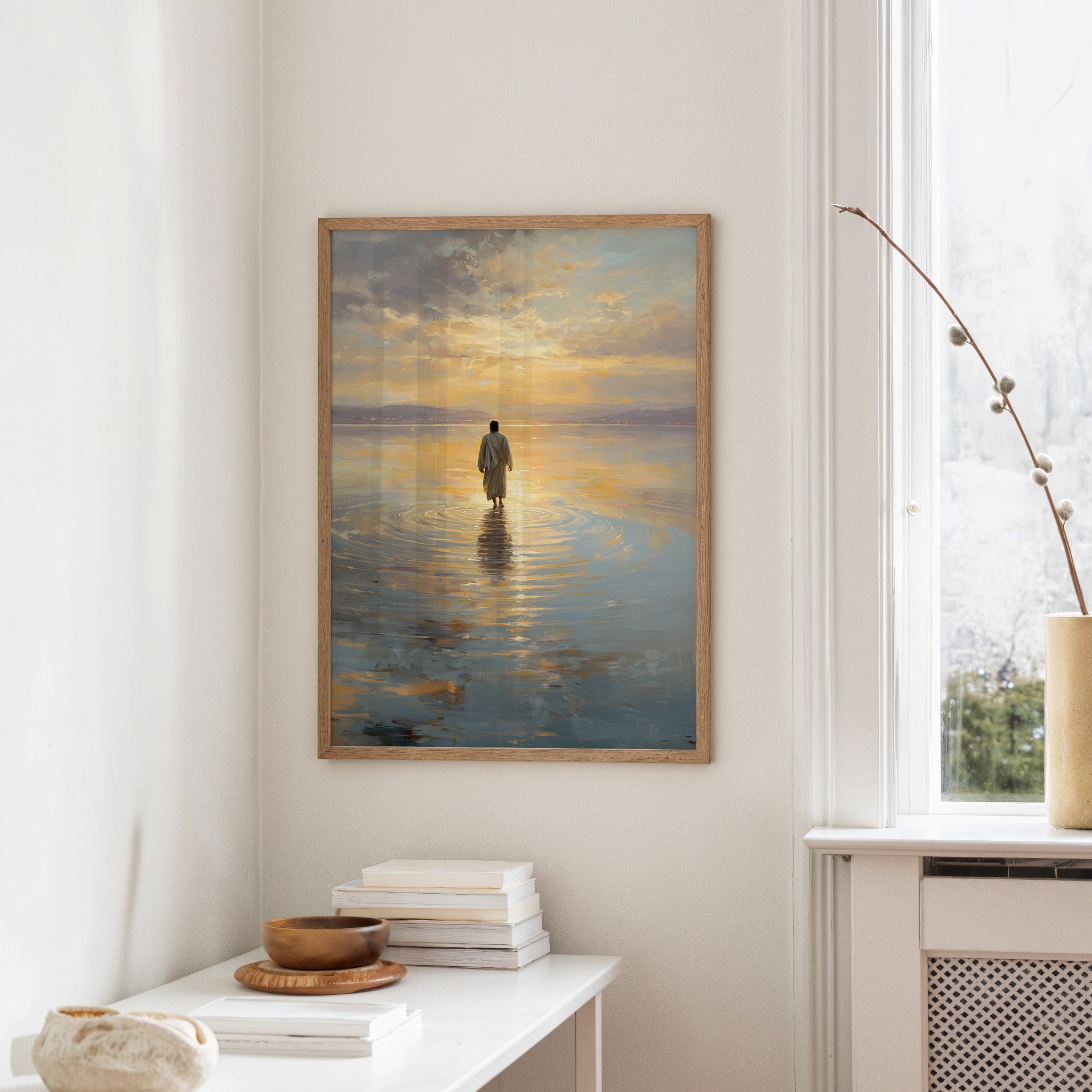 Solitary Steps Through Golden Waters