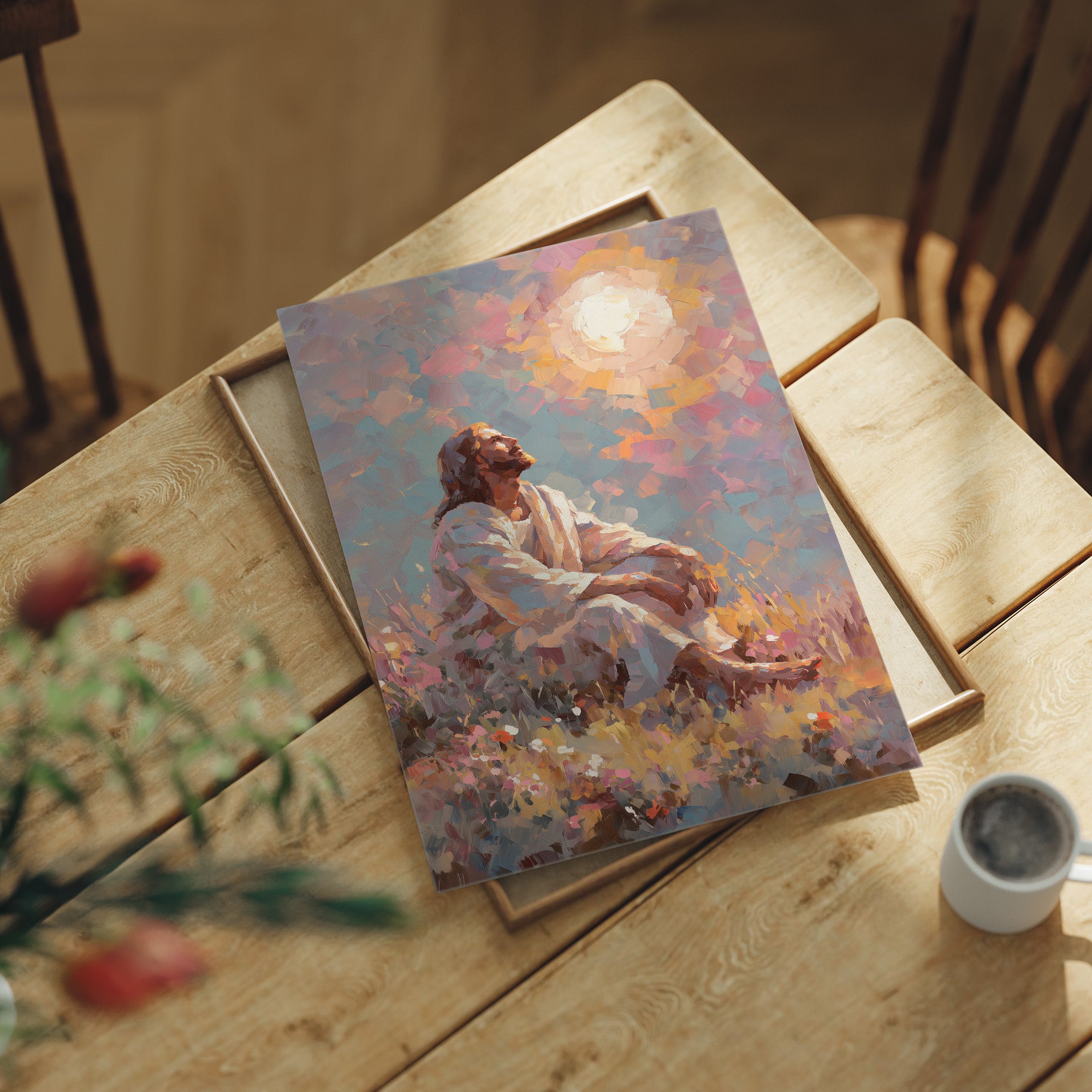 Sunlit Prayer On Hillside Canvas