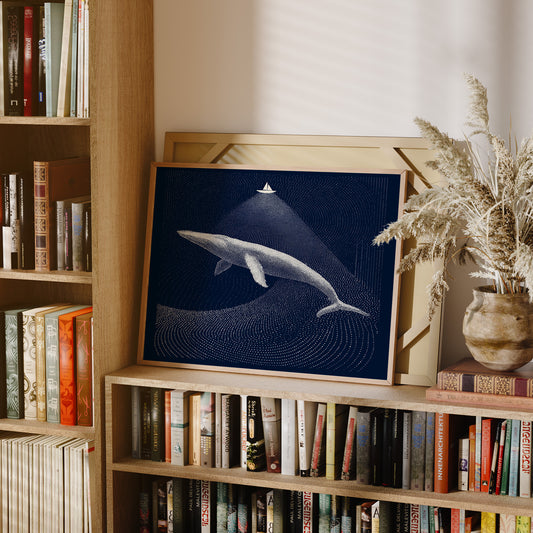 Tiny Vessel Above Ocean Giant