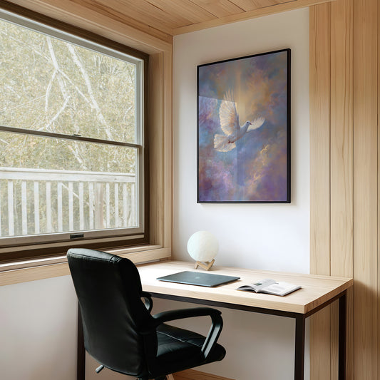 Dove Soars Through Heaven's Glow