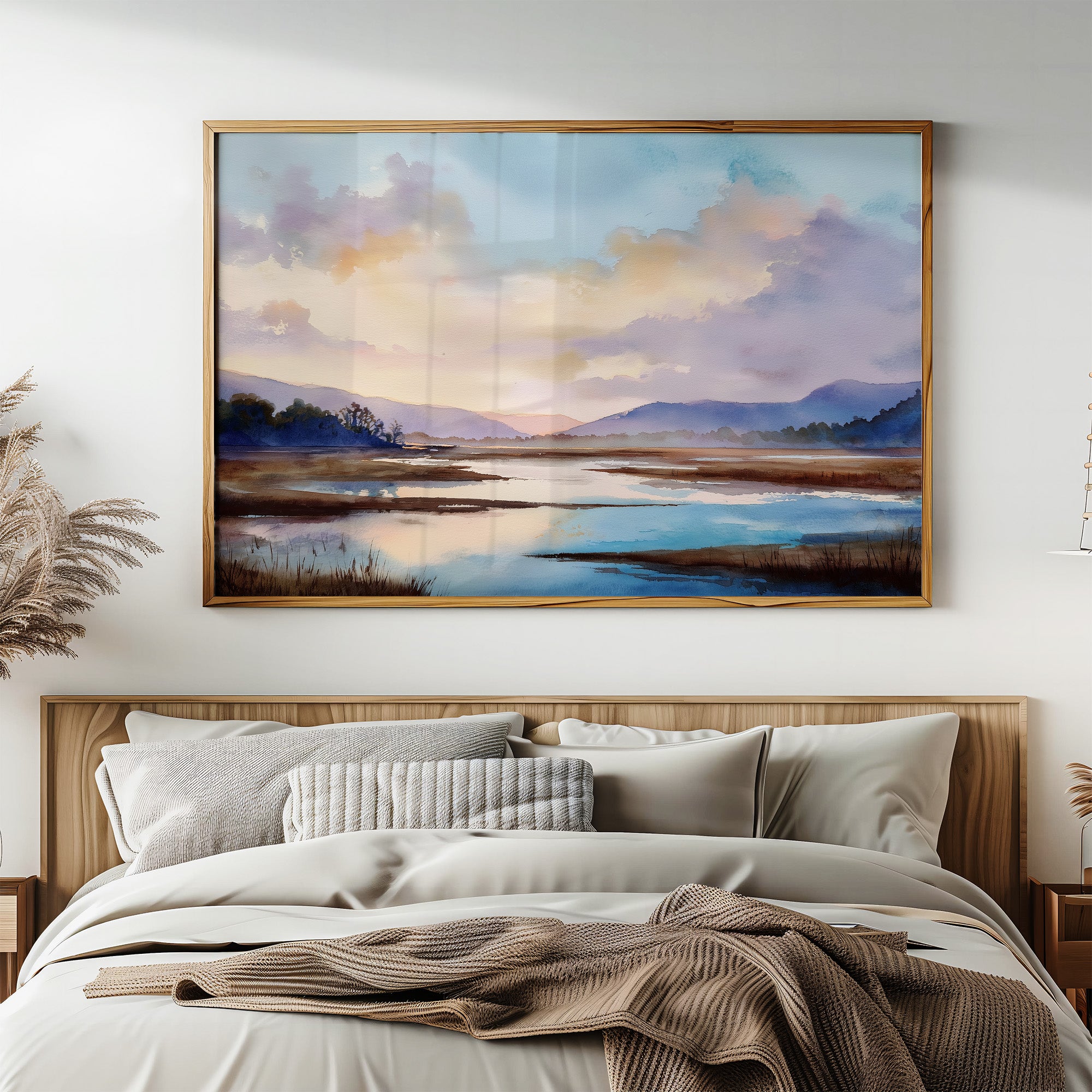 Lavender Lakes Between Distant Hills