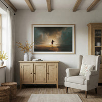 Solitary Figure Faces Rising Tide