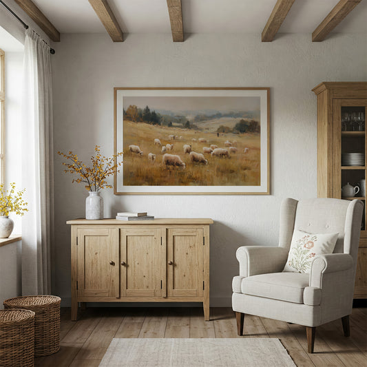 Pastoral Fields Under Autumn Haze