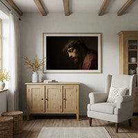 Sacred Portrait Among Quiet Shelves