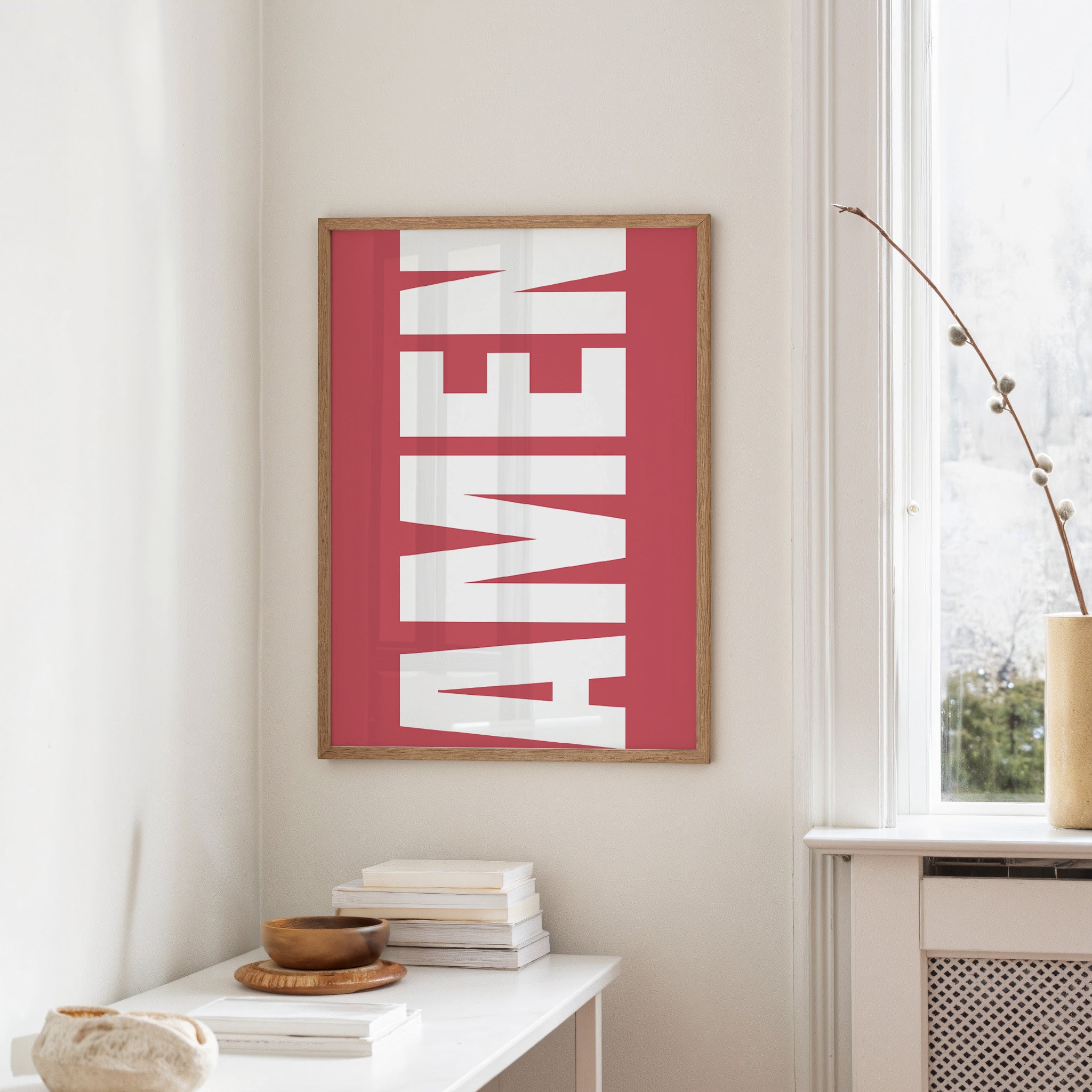 Bold Letters Against Rose Canvas