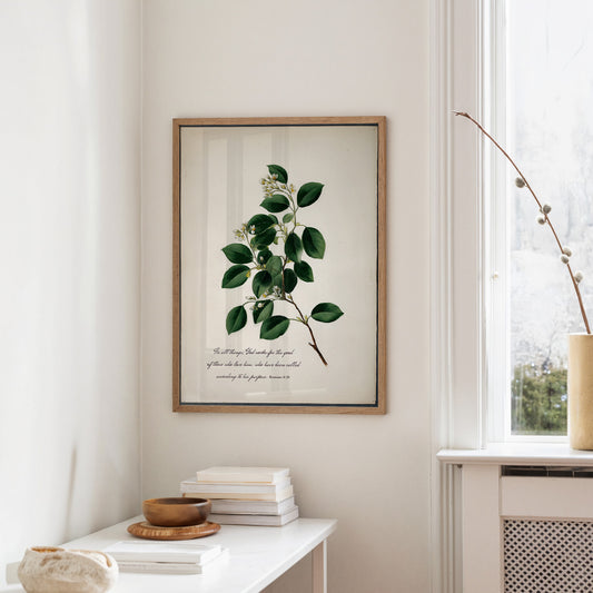 Botanical Faith On Wooden Table