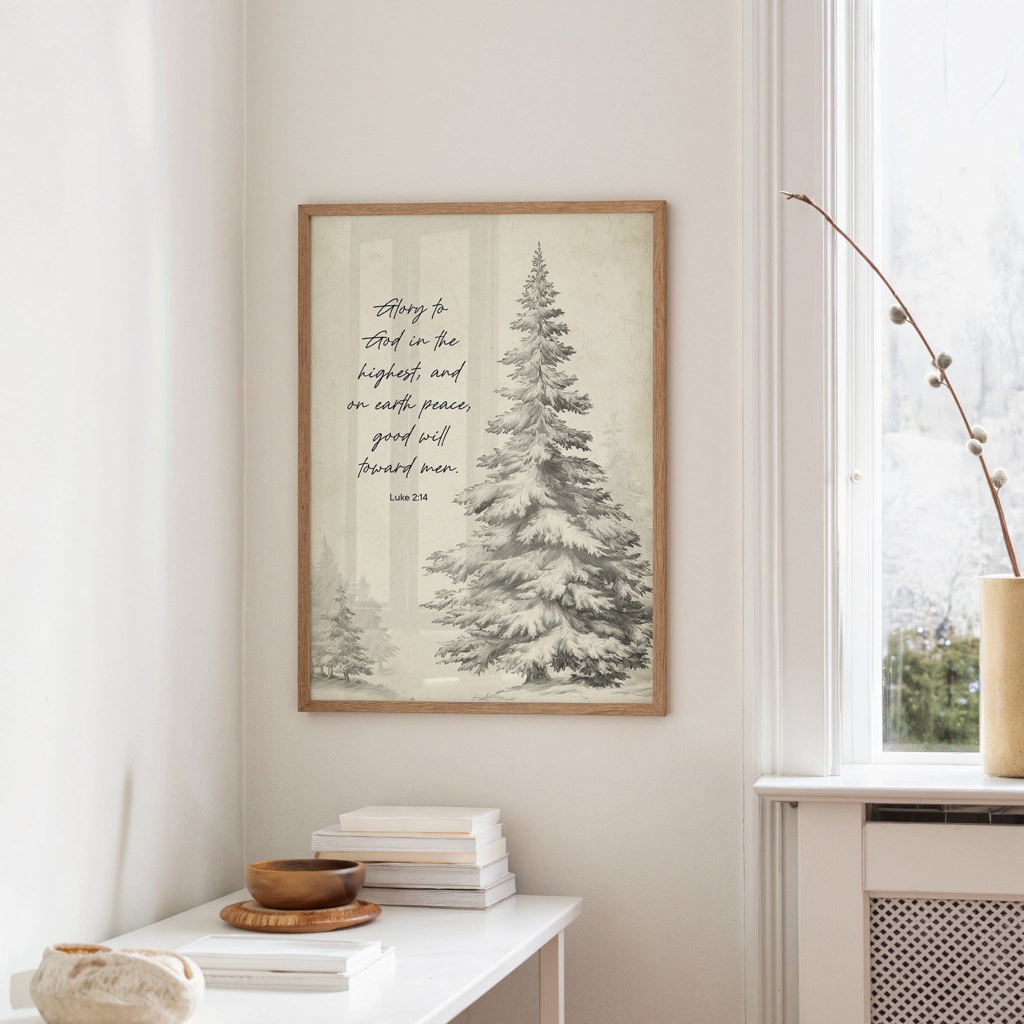 Winter Scripture On Wooden Table