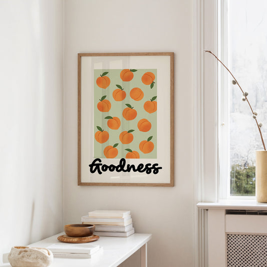 Peach Parade On Mint Canvas