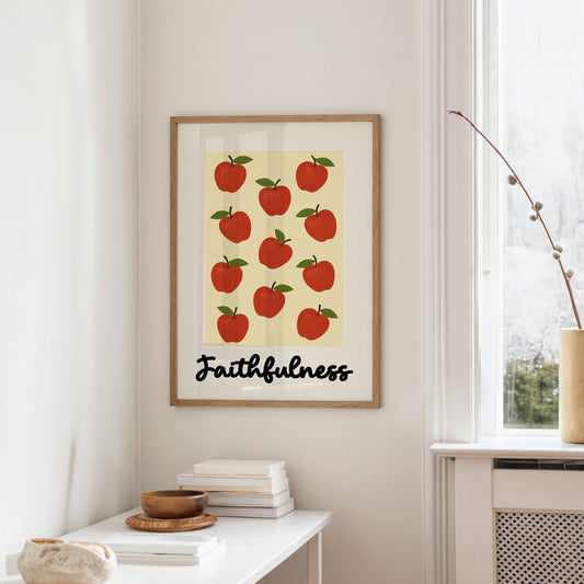 Crimson Orchard On Cream Canvas