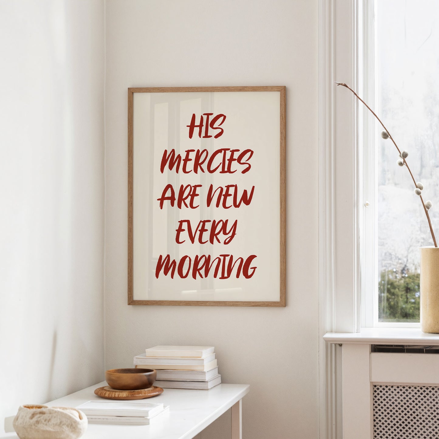 Crimson Words On Ivory Canvas