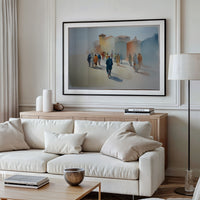 Mediterranean Promenade in Watercolor Haze
