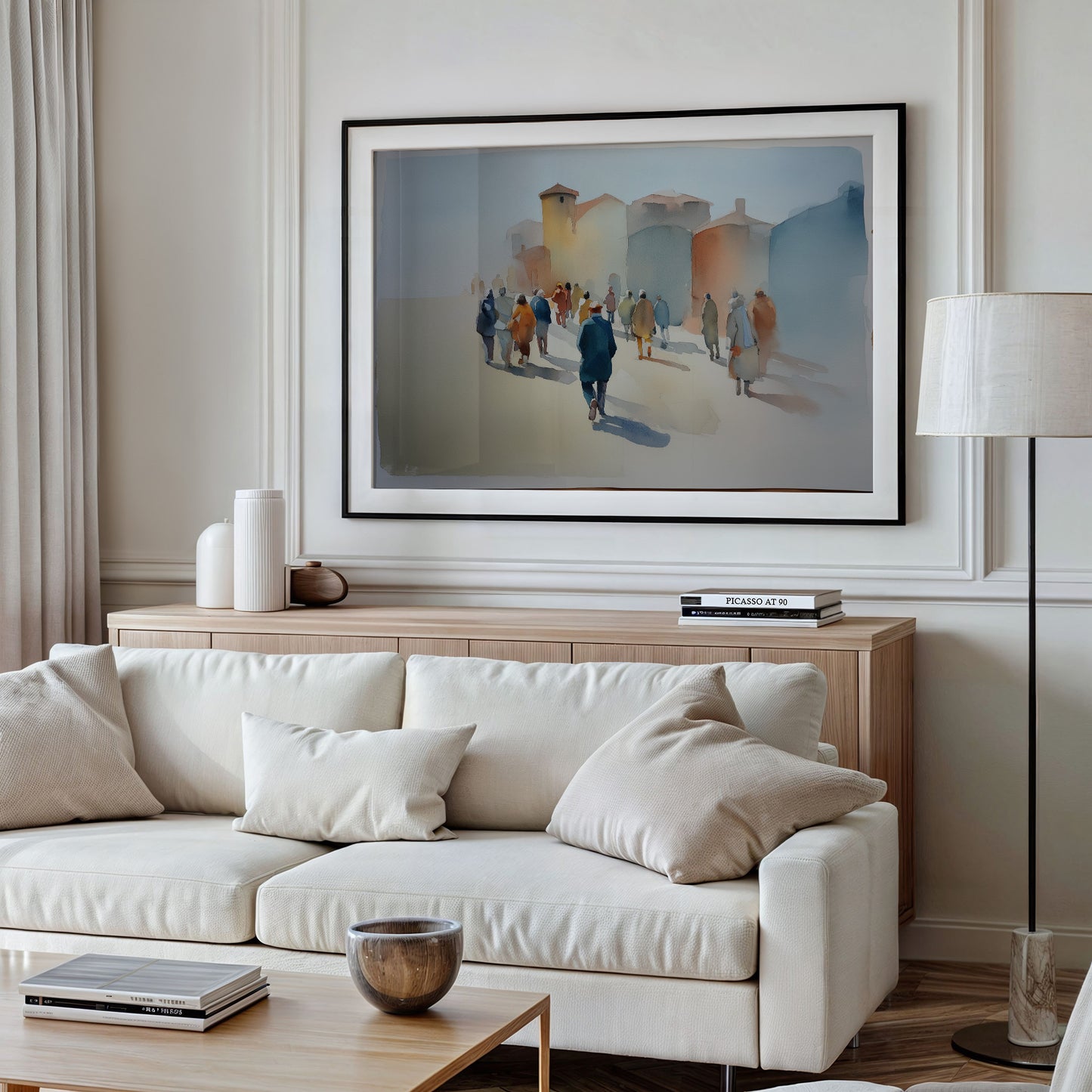 Mediterranean Promenade in Watercolor Haze