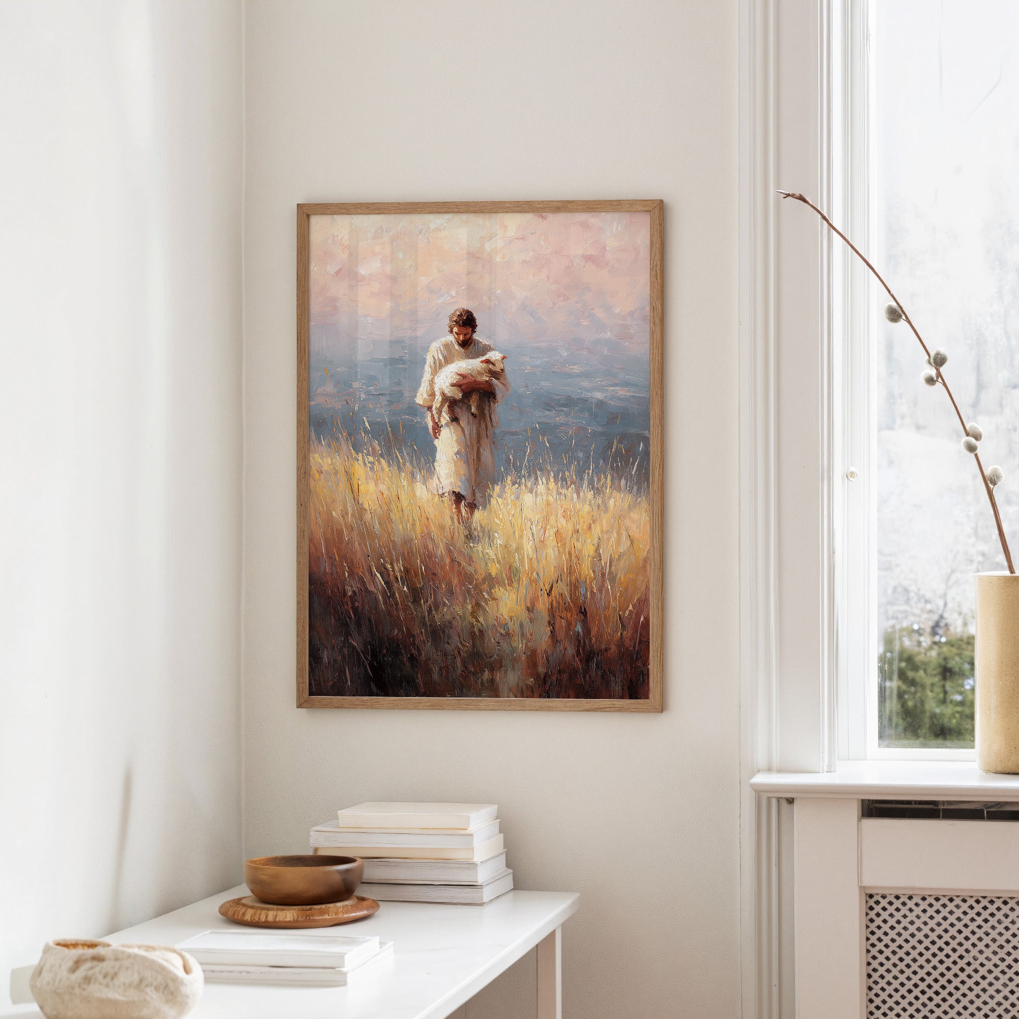 Gentle Guardian Traverses Golden Fields