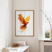 Phoenix Rising From Amber Flames
