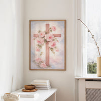 Blossoming Faith Embraces Wooden Cross