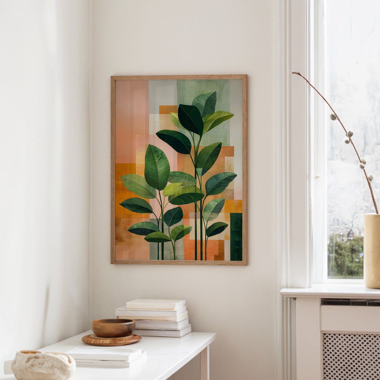 Geometric Harmony: Foliage in Warm Abstraction