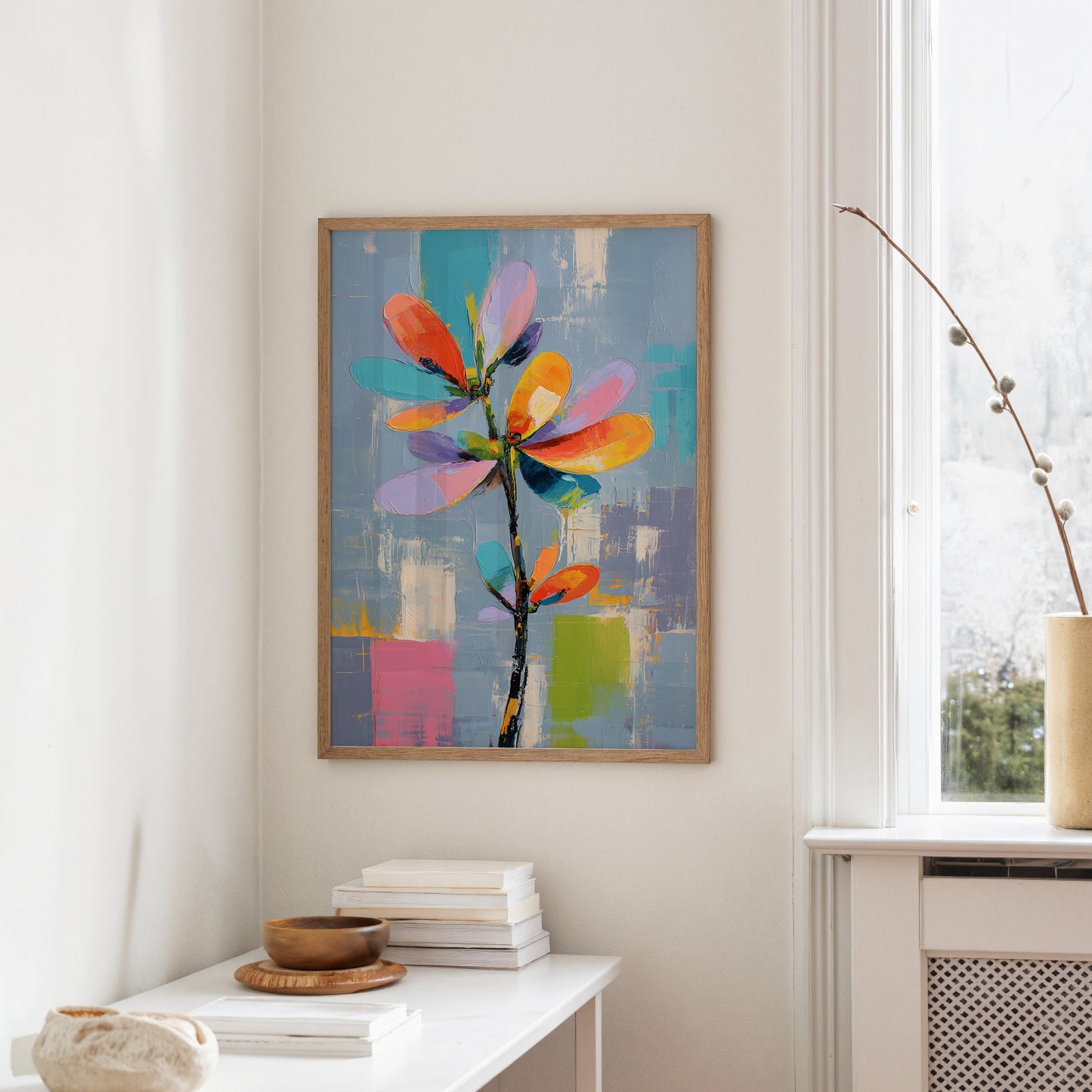 Chromatic Bloom Against Azure Canvas