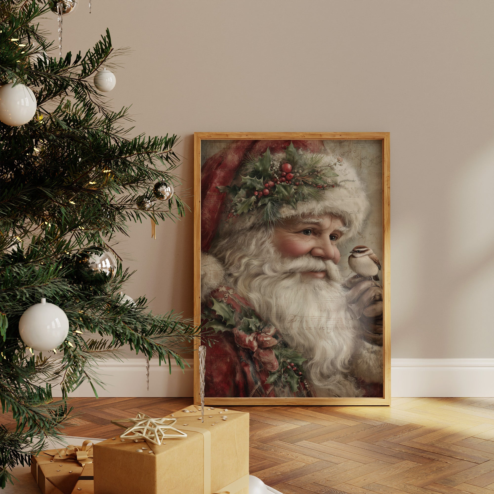 Santa with Nature's Tiny Messenger