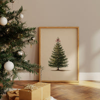 Vintage Evergreen with Crimson Bow