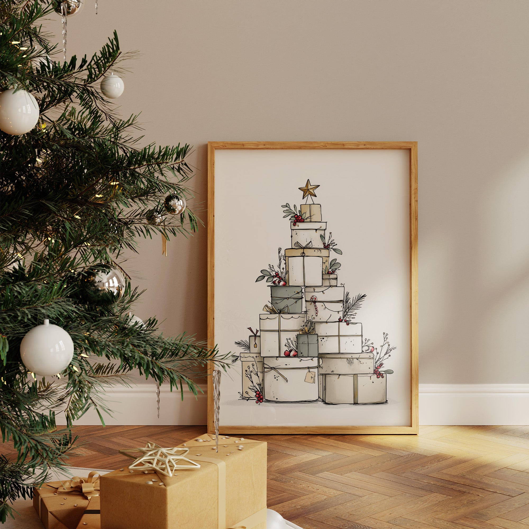 Presents Pyramid: A Festive Tower of Gifts