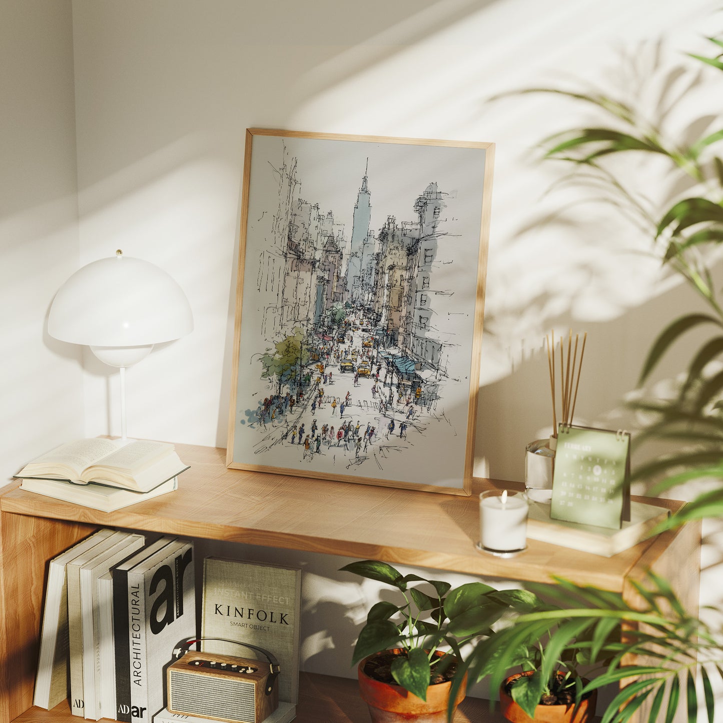 Metropolitan Pulse: Ink and Watercolor Cityscape
