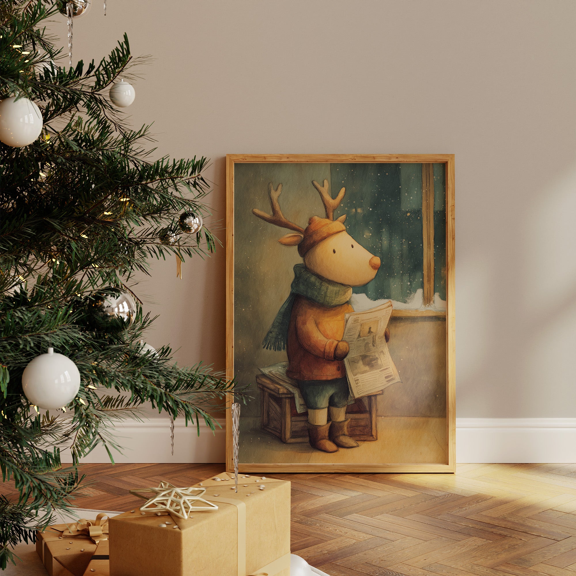 Winter Headlines: A Reindeer's Morning Ritual
