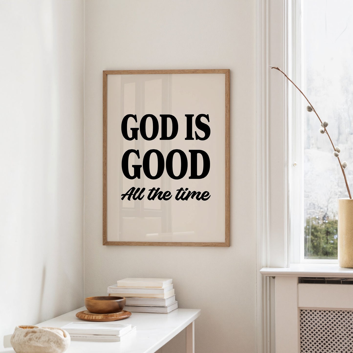 God is Good Affirmation in Bold Typography