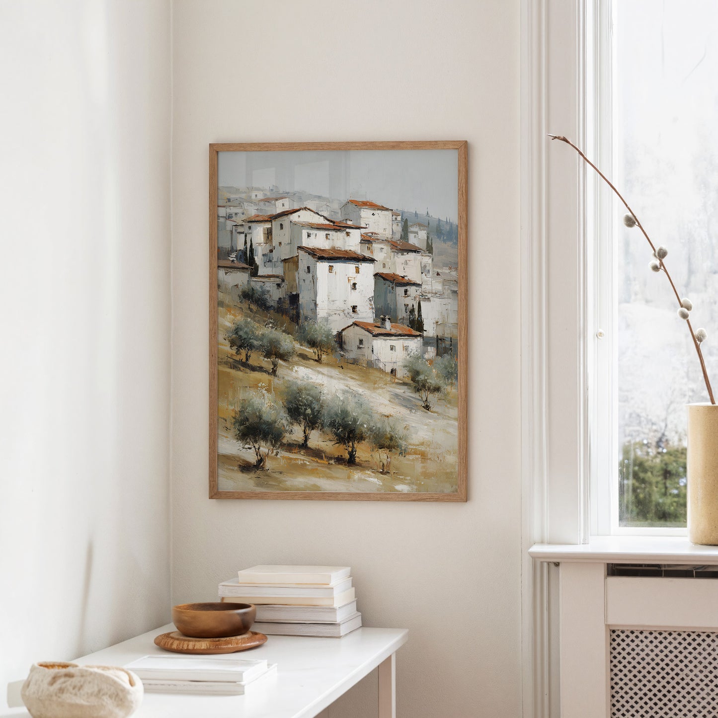 Mediterranean Hillside Village in Muted Light