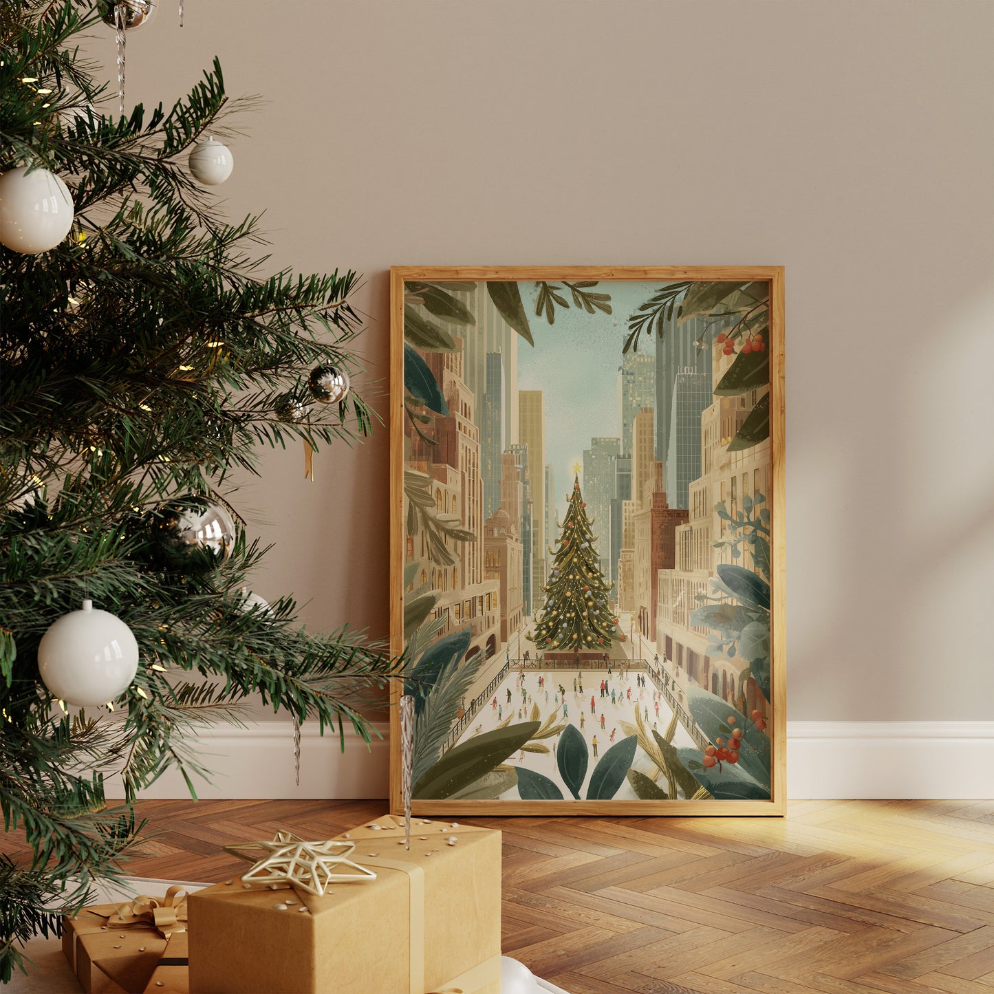 Metropolitan Yuletide: Skaters Beneath the Star