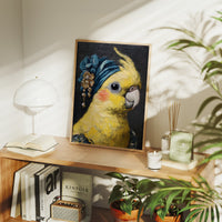 Royal Plumage: Cockatiel in Sapphire Turban