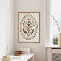 Folk Blooms in Oval Embrace