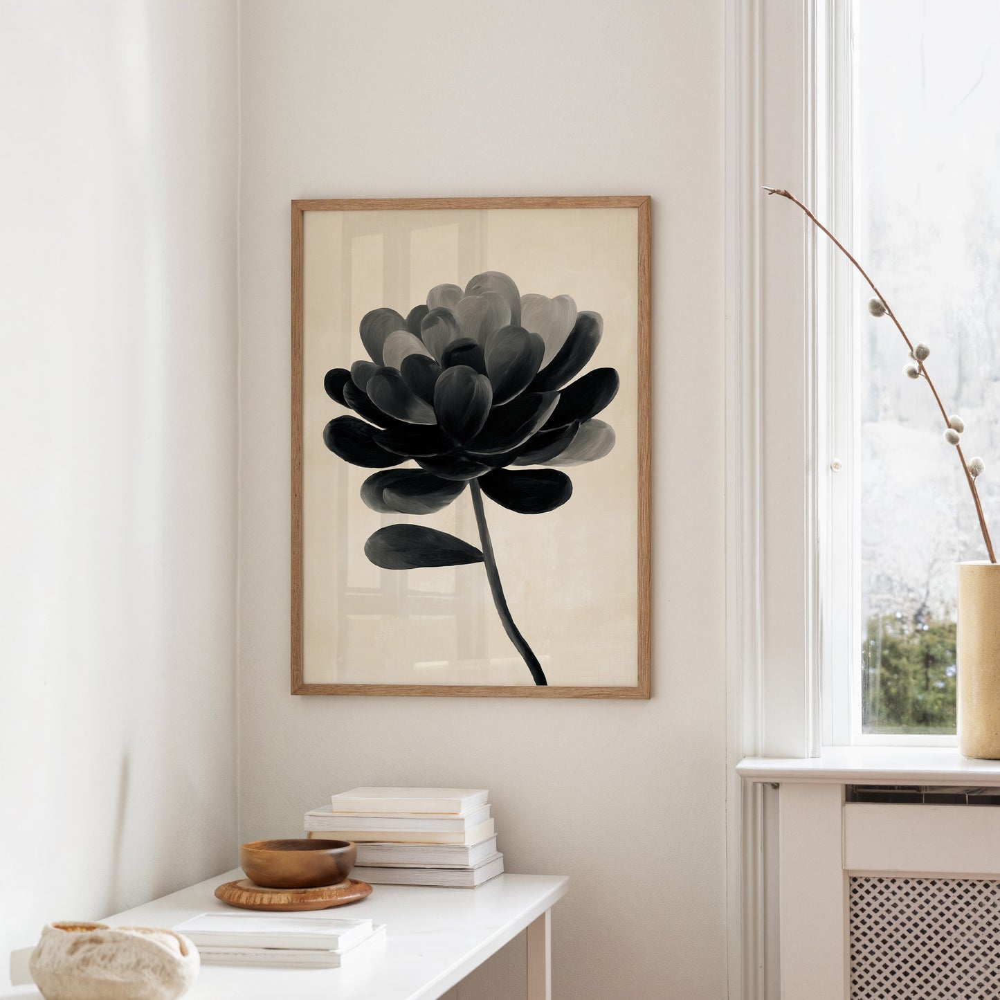 Monochrome Bloom in Shadowed Elegance