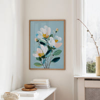 Textured Blossoms Against Azure Calm