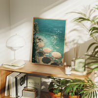 Mediterranean Terrace: Parasols by Azure Waters