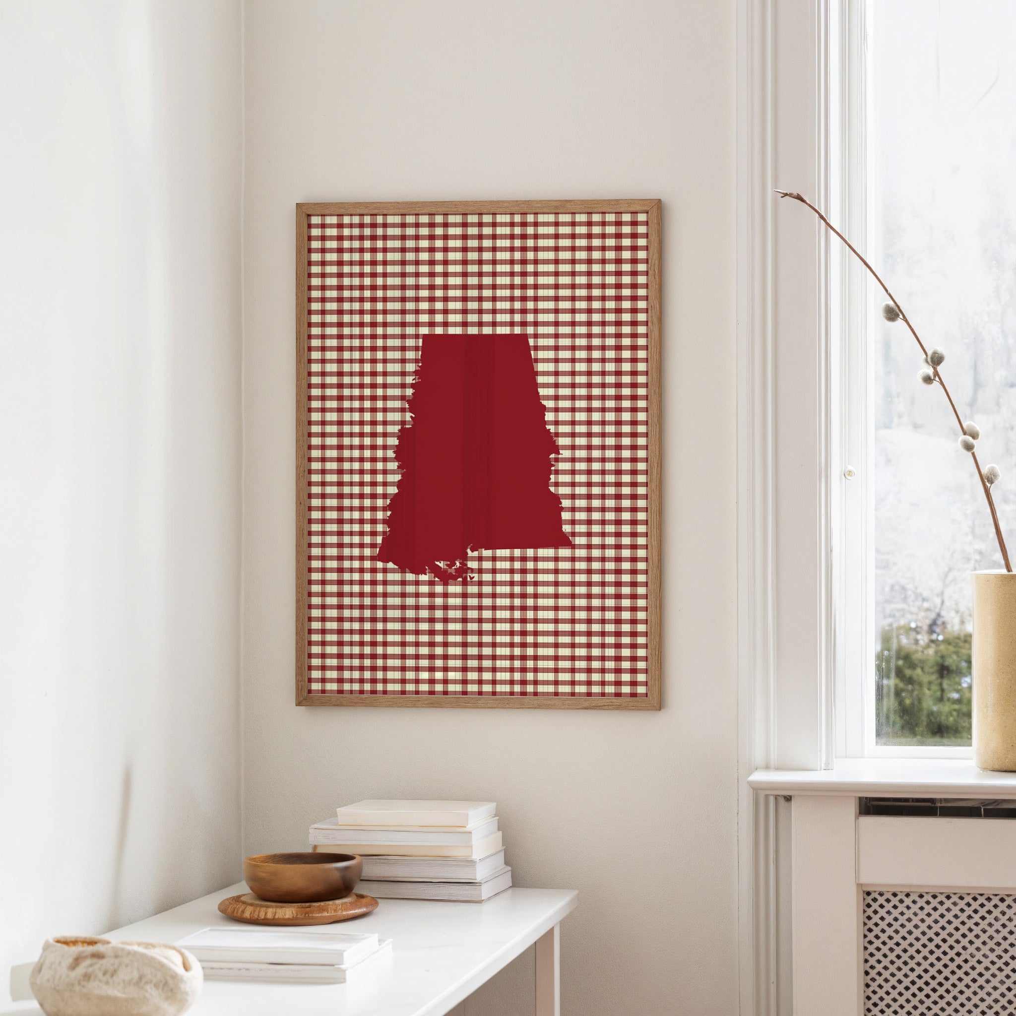Alabama Crimson State on Gingham