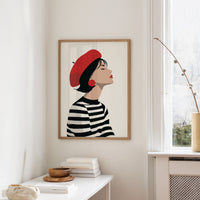 Parisian Reverie: Striped Elegance in Profile
