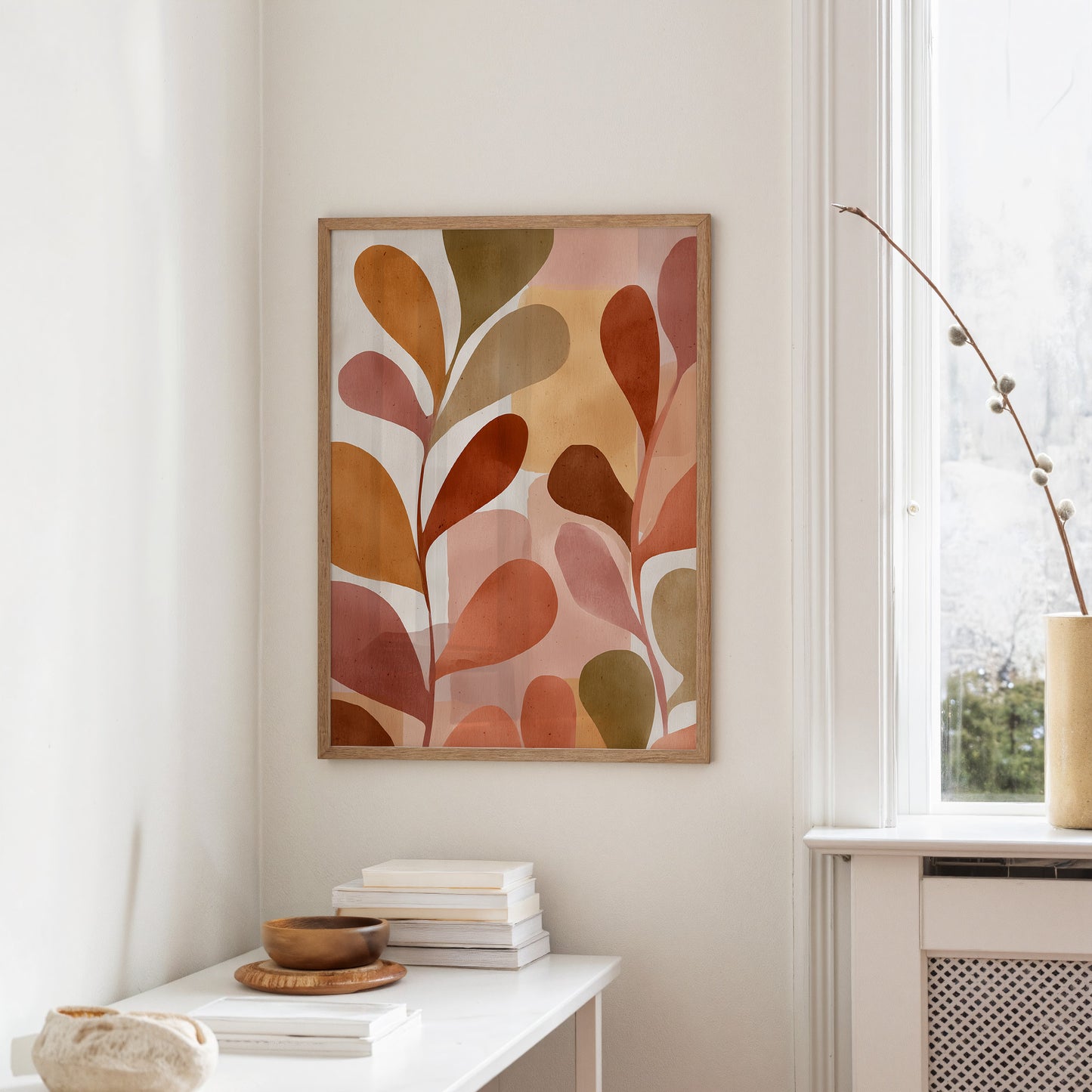 Terracotta Leaves Reach Toward Warmth