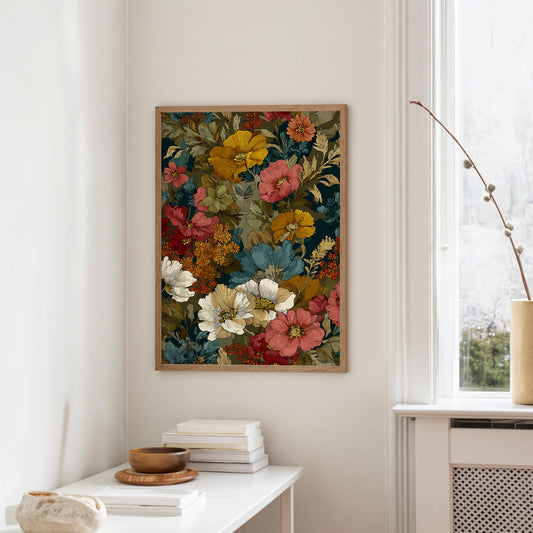 Golden Blooms Against Deep Teal