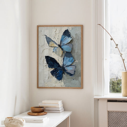 Blue Duet On Weathered Plaster