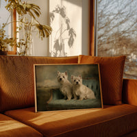 Two Terriers On Their Antique Settee