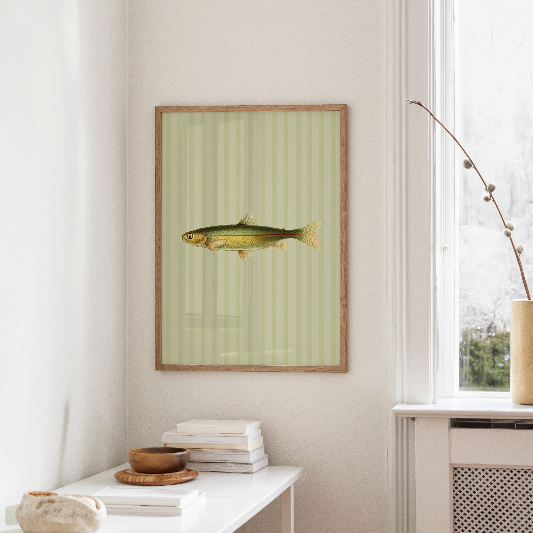 Silver Scales On Striped Wallpaper