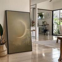 Crescent Moon Bathes In Golden Mist