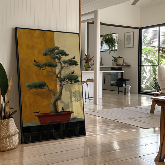 Birds Rest On Ancient Bonsai Branches