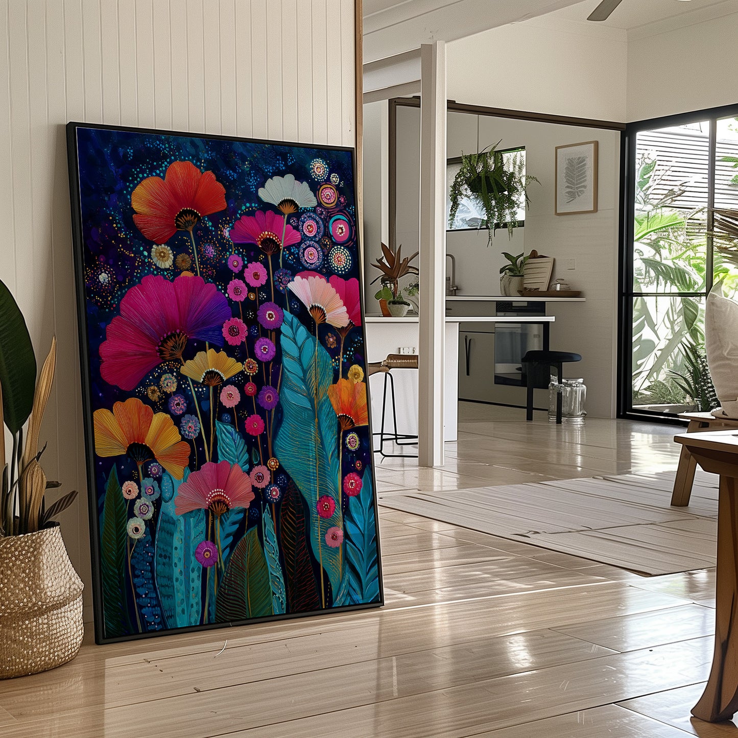 Midnight Garden Blooms Electric Dreams